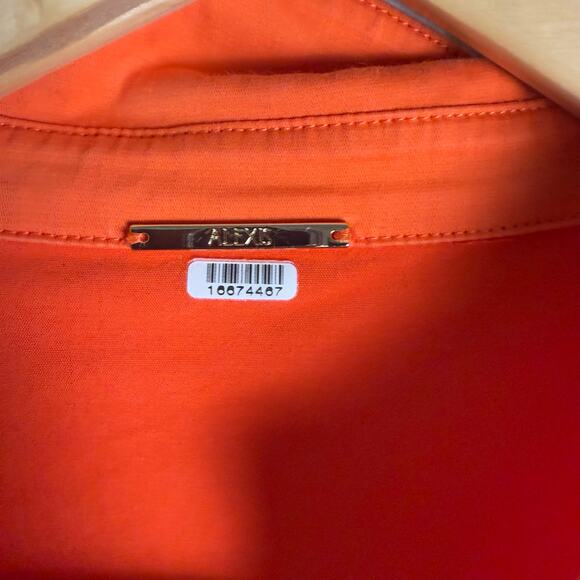 Alexis Rhodes Orange Short Sleeve Belted Tie Waist Midi Shirt Dress Size Large - Picture 14 of 16